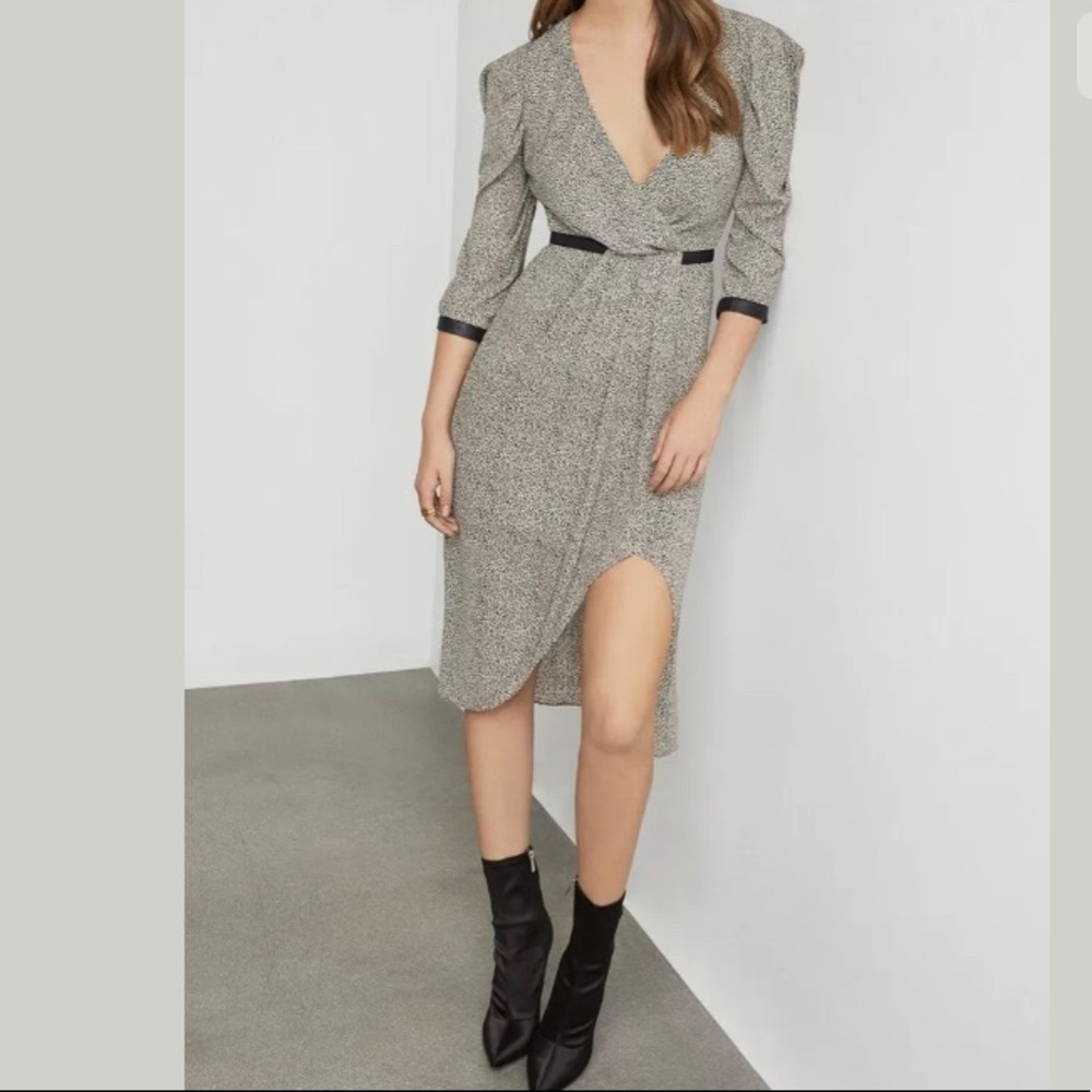 $248 BCBGMaxAzria Midi Faux Wrap Leopard Dress
